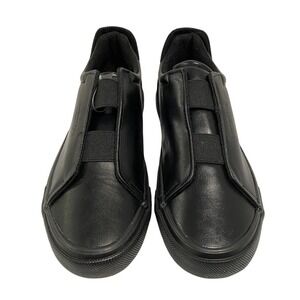 London Fog Men's Black Leather Slip On Memory Foam Sneakers Size US 9.5